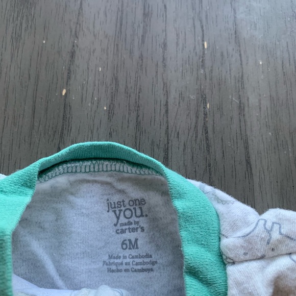 Carter's White and Green Dinosaur Footie - Picture 3 of 4